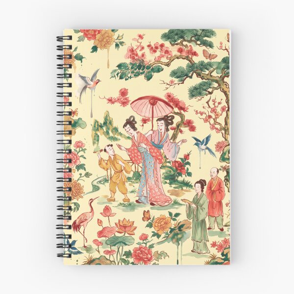 Item preview, Chinoiserie Garden Ladies Watercolor Illustration — Light Yellow Background designed and sold by Fani*.