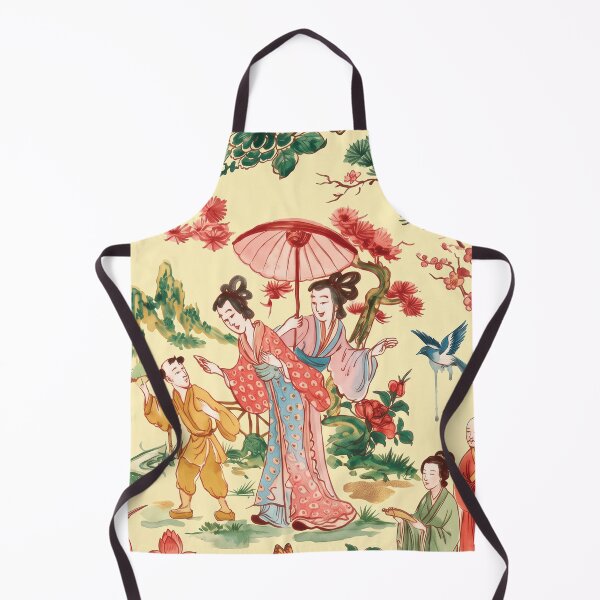 Item preview, Chinoiserie Garden Ladies Watercolor Illustration — Light Yellow Background designed and sold by Fani*.