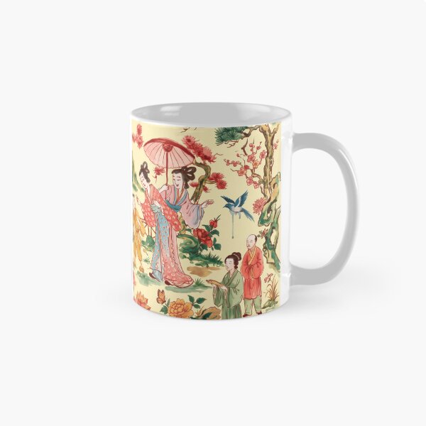 Item preview, Chinoiserie Garden Ladies Watercolor Illustration — Light Yellow Background designed and sold by Fani*.