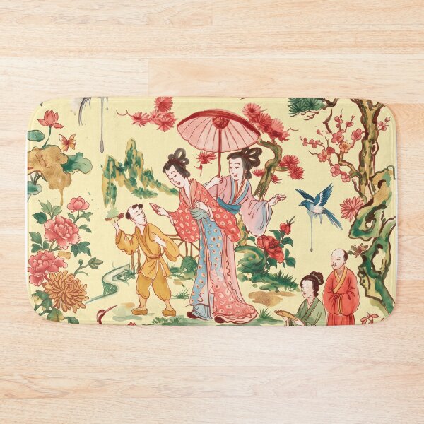 Item preview, Chinoiserie Garden Ladies Watercolor Illustration — Light Yellow Background designed and sold by Fani*.