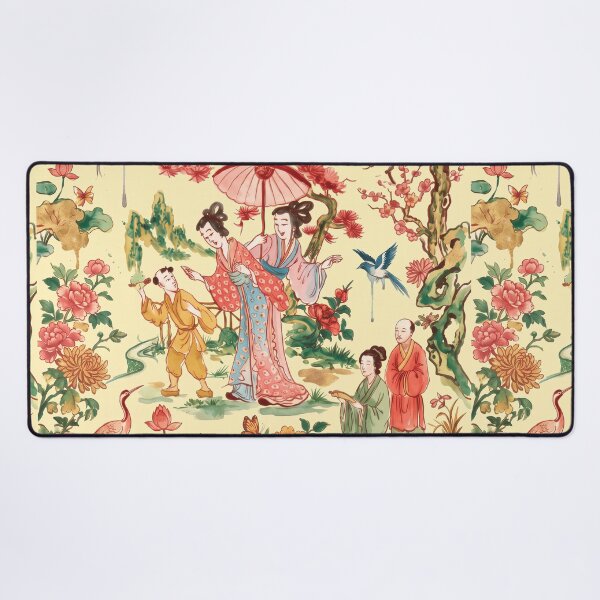 Item preview, Chinoiserie Garden Ladies Watercolor Illustration — Light Yellow Background designed and sold by Fani*.