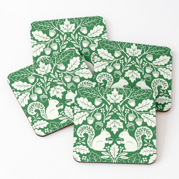 Item preview, Squirrels and autumn oak leaves on green designed and sold by Jennifer Ladd.