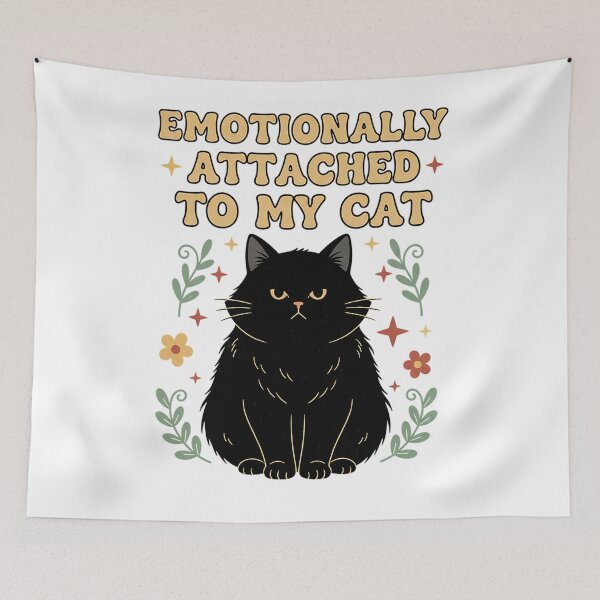 Item preview, Emotionally Attached To My Cat Retro Groovy Black Cat Design designed and sold by cannsuh.