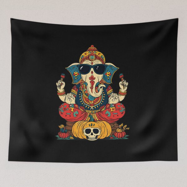 Item preview, Cool Elephant Halloween Pumpkin Skull Throne Blessing Pop Art designed and sold by PANNARUK THAILAND.