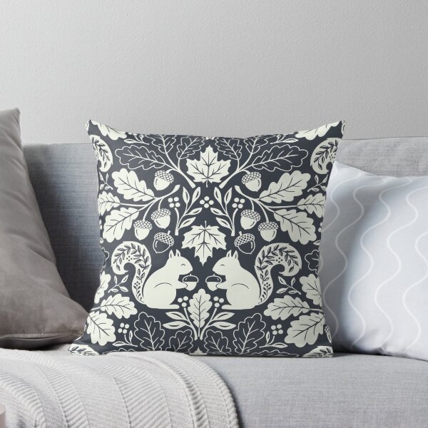 Item preview, Squirrels and autumn oak leaves on gray designed and sold by Jennifer Ladd.