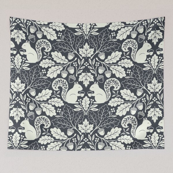 Item preview, Squirrels and autumn oak leaves on gray designed and sold by Jennifer Ladd.