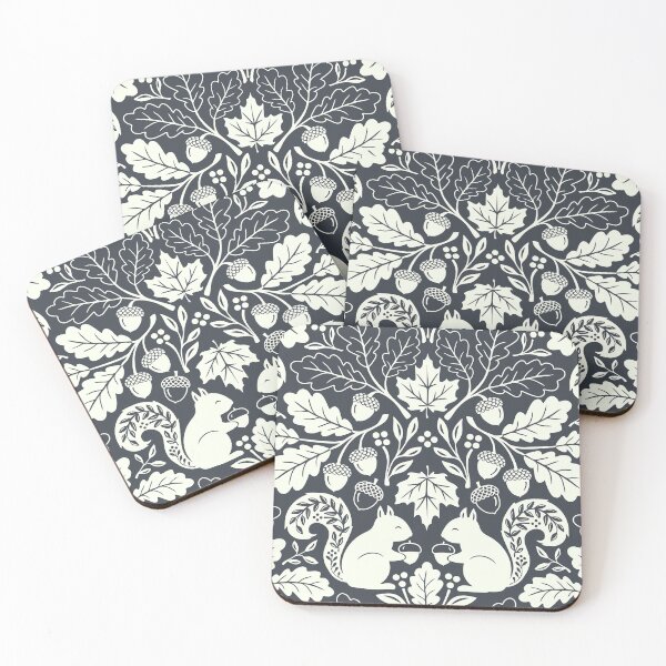 Item preview, Squirrels and autumn oak leaves on gray designed and sold by Jennifer Ladd.