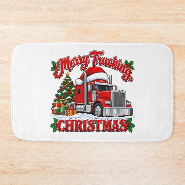 Item preview, Merry Trucking Christmas with Red Semi Truck designed and sold by skyartdesign.