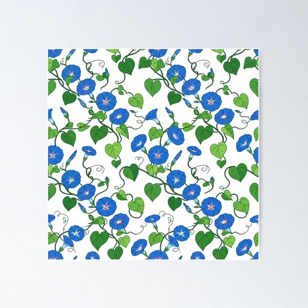 Item preview, Blue Morning Glory Floral Pattern Illustration designed and sold by Owcomm.