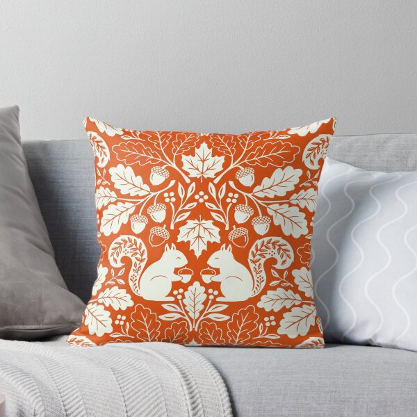 Item preview, Squirrels and autumn oak leaves on orange designed and sold by Jennifer Ladd.