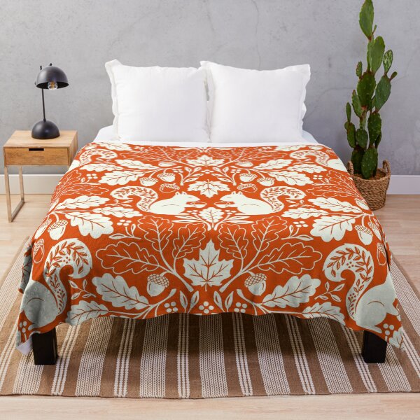 Item preview, Squirrels and autumn oak leaves on orange designed and sold by Jennifer Ladd.