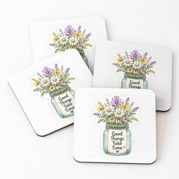 Item preview, Good Things Take Time Floral Inspirational Quote designed and sold by LearnFunStore.