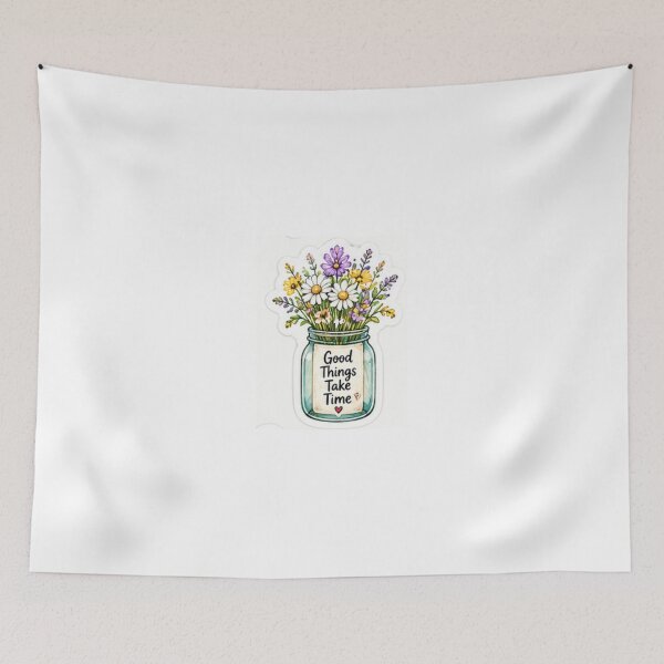 Item preview, Good Things Take Time Floral Inspirational Quote designed and sold by LearnFunStore.