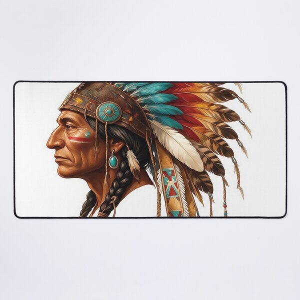 Item preview, Vintage Native American Chief Tribal Headdress Art designed and sold by VISIONSTURME.