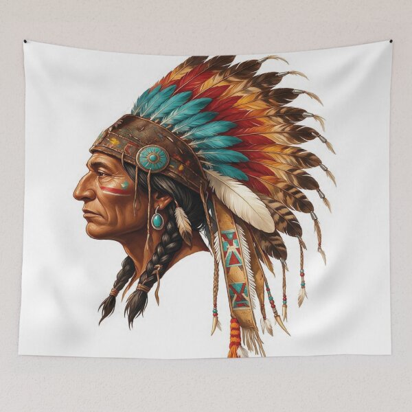 Item preview, Vintage Native American Chief Tribal Headdress Art designed and sold by VISIONSTURME.