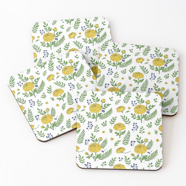Item preview, Yellow Floral Botanical Pattern with Green Leaves designed and sold by Owcomm.