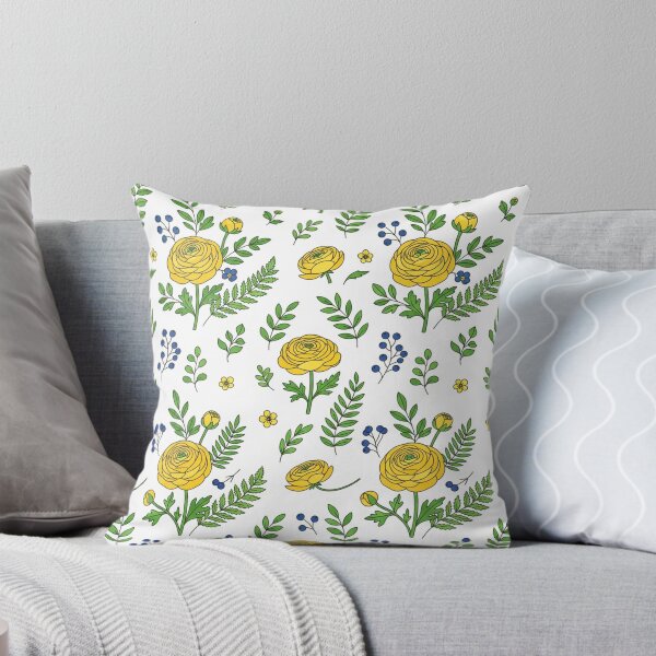 Item preview, Yellow Floral Botanical Pattern with Green Leaves designed and sold by Owcomm.