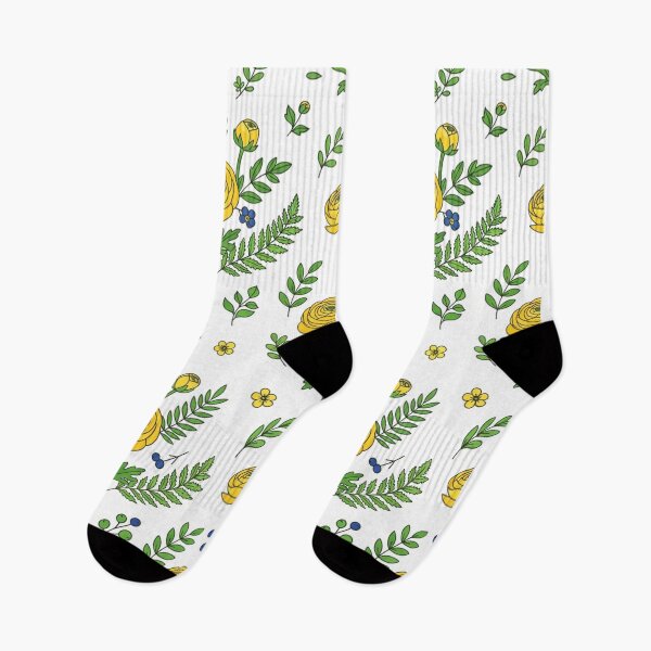 Item preview, Yellow Floral Botanical Pattern with Green Leaves designed and sold by Owcomm.