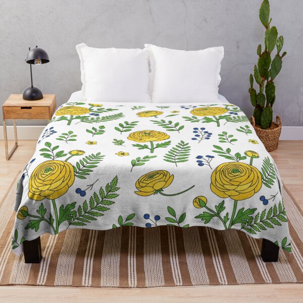 Item preview, Yellow Floral Botanical Pattern with Green Leaves designed and sold by Owcomm.