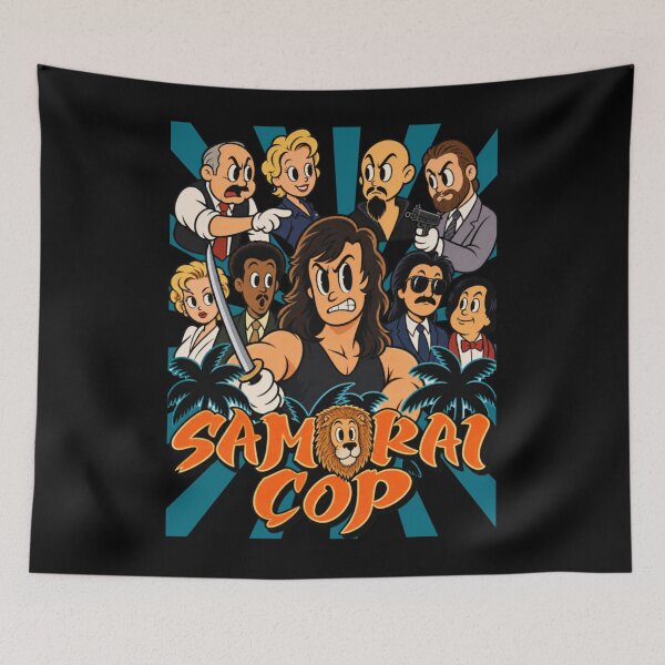 Item preview, samurai cop cartoon parody retro cult movie police action designed and sold by Eadmadgen42.
