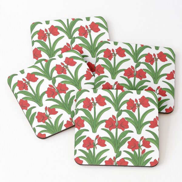 Item preview, Vibrant Red Amaryllis Flower Botanical Pattern designed and sold by Owcomm.