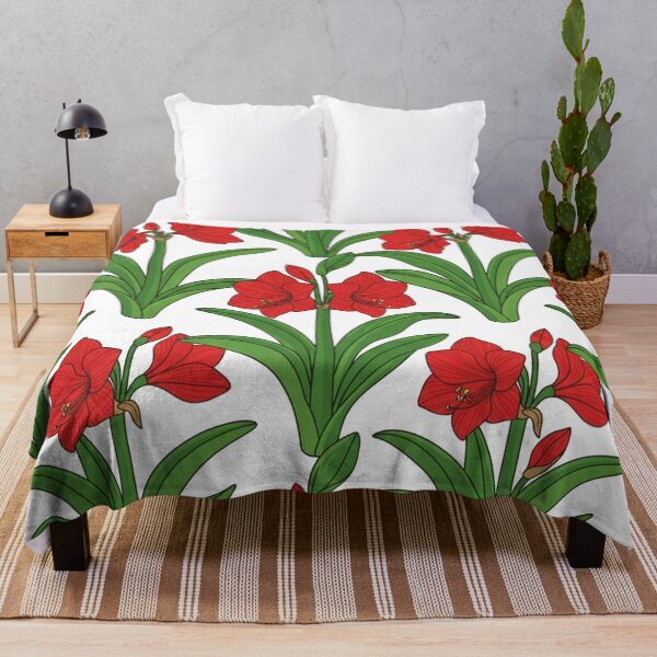 Item preview, Vibrant Red Amaryllis Flower Botanical Pattern designed and sold by Owcomm.