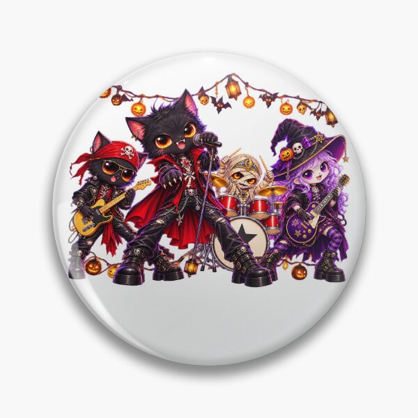 Item preview, Cute Blackcat Halloween Rock Band designed and sold by QuiteOrbit.
