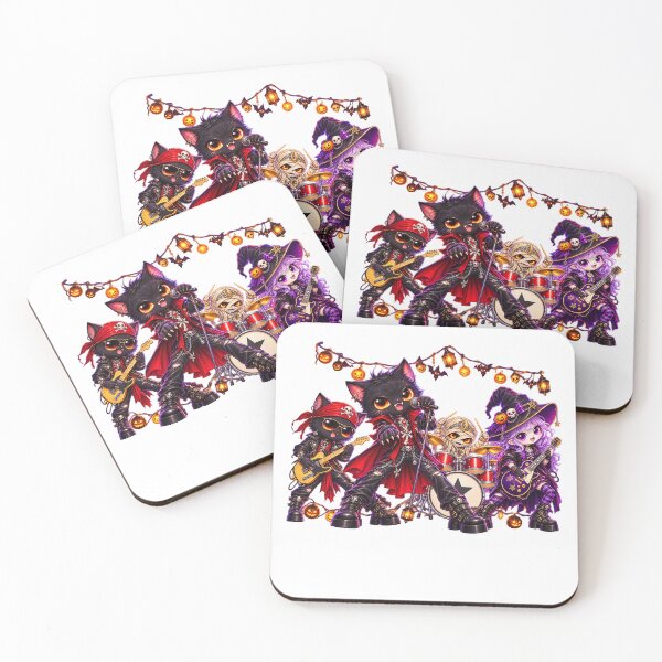 Item preview, Cute Blackcat Halloween Rock Band designed and sold by QuiteOrbit.