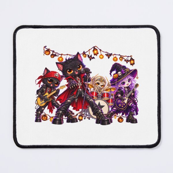 Item preview, Cute Blackcat Halloween Rock Band designed and sold by QuiteOrbit.