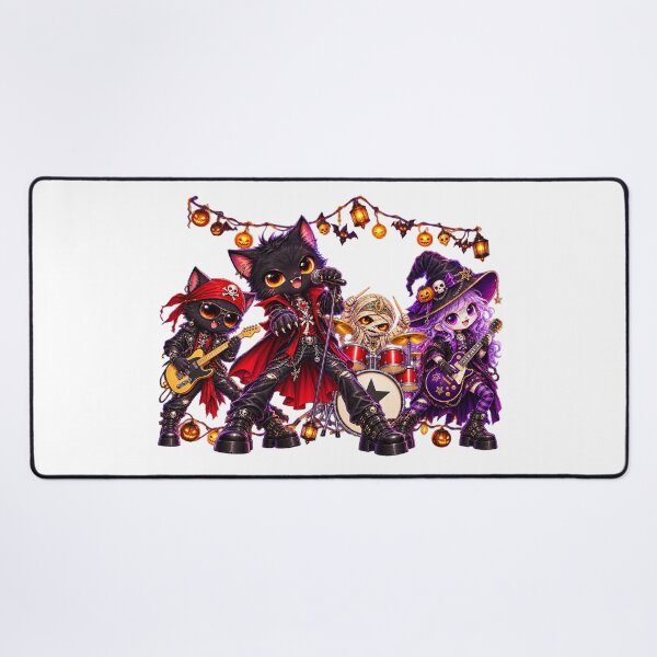 Item preview, Cute Blackcat Halloween Rock Band designed and sold by QuiteOrbit.