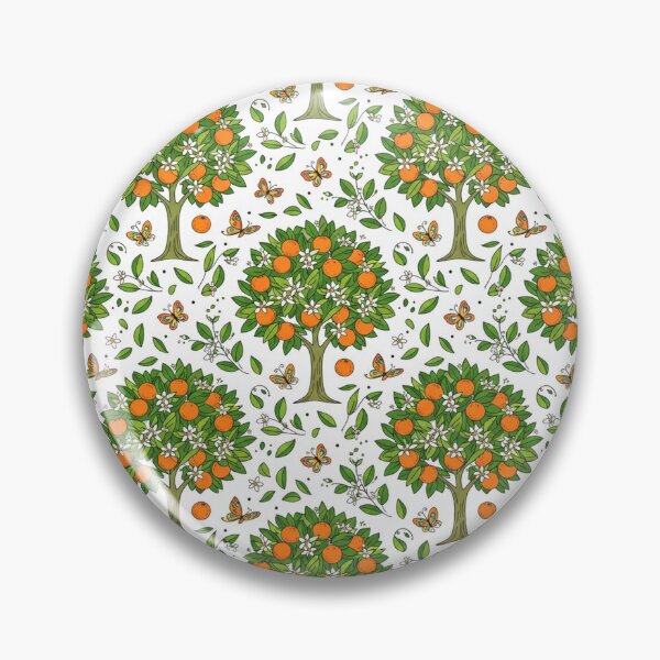 Item preview, Orange Grove Trees and Butterflies Seamless Pattern designed and sold by Owcomm.