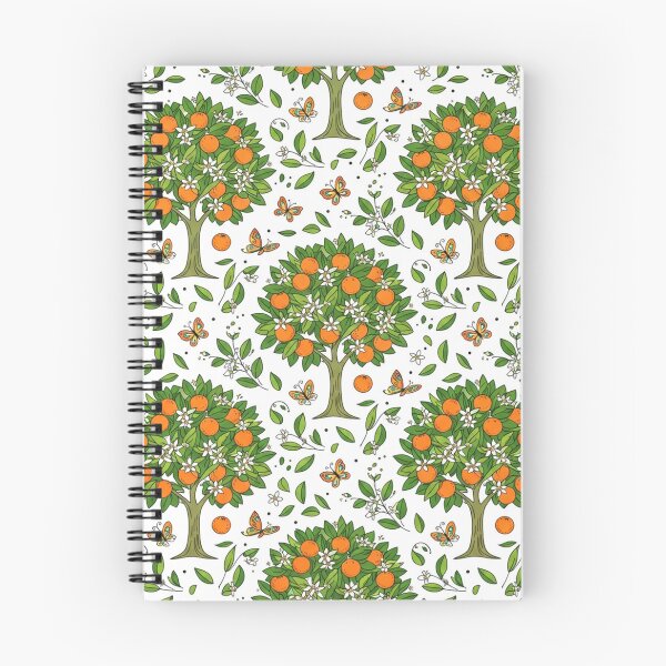Item preview, Orange Grove Trees and Butterflies Seamless Pattern designed and sold by Owcomm.