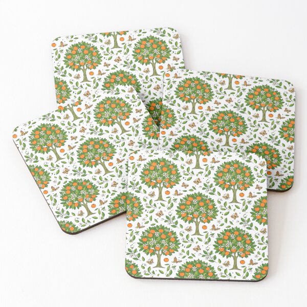 Item preview, Orange Grove Trees and Butterflies Seamless Pattern designed and sold by Owcomm.