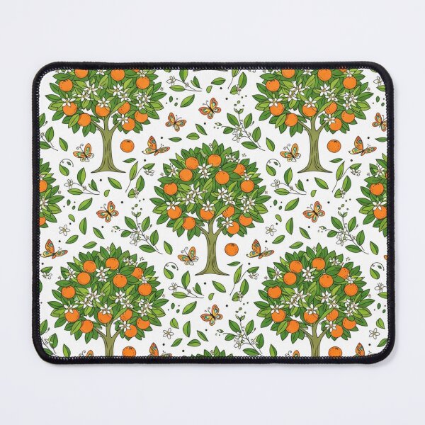 Item preview, Orange Grove Trees and Butterflies Seamless Pattern designed and sold by Owcomm.