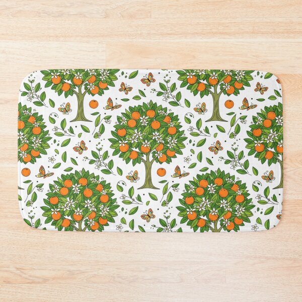 Item preview, Orange Grove Trees and Butterflies Seamless Pattern designed and sold by Owcomm.
