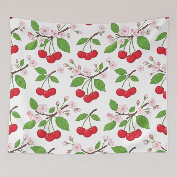 Item preview, Sweet Red Cherry Fruit And Blossom Pattern designed and sold by Owcomm.