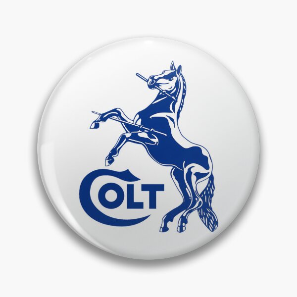 Item preview, Blue Rampant Horse White Silhouette Firearms Brand designed and sold by PenseeGareau.