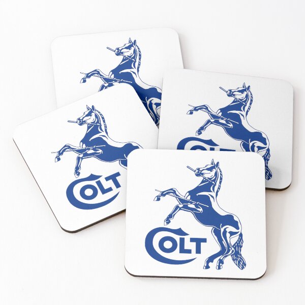 Item preview, Blue Rampant Horse White Silhouette Firearms Brand designed and sold by PenseeGareau.