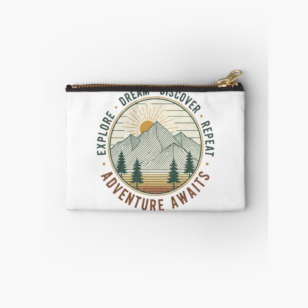 Item preview, Adventure Awaits Explore Dream Discover Vintage Mountain Line Art Badge designed and sold by cannsuh.
