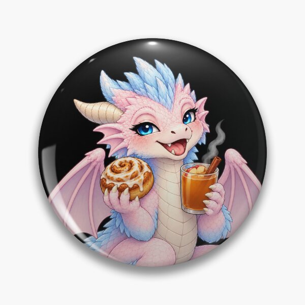 Item preview, Pastel Dragon with Cinnamon Roll and Apple Cider Autumn Art designed and sold by Hatchling Hollow.