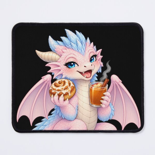Item preview, Pastel Dragon with Cinnamon Roll and Apple Cider Autumn Art designed and sold by Hatchling Hollow.