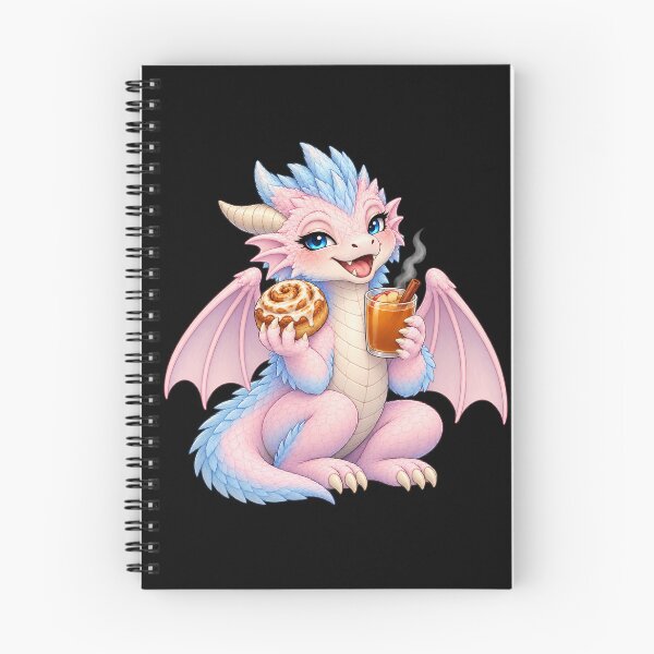 Item preview, Pastel Dragon with Cinnamon Roll and Apple Cider Autumn Art designed and sold by Hatchling Hollow.
