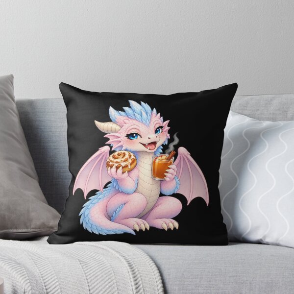 Item preview, Pastel Dragon with Cinnamon Roll and Apple Cider Autumn Art designed and sold by Hatchling Hollow.