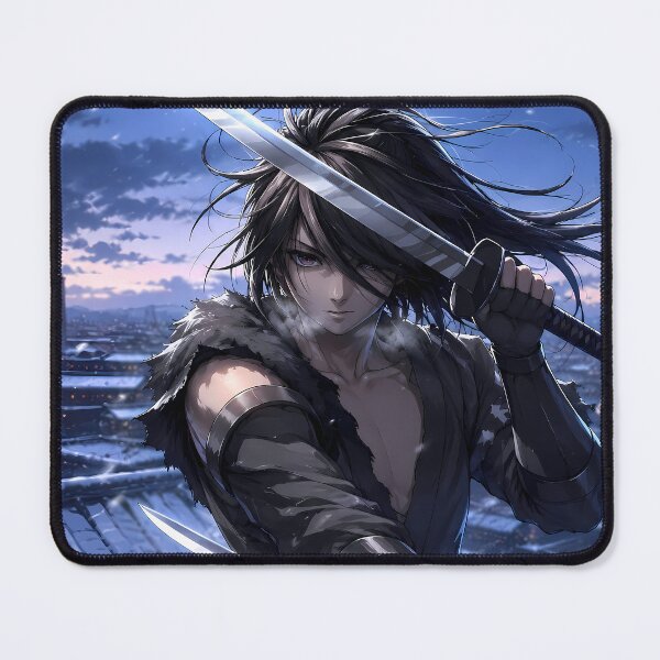 Item preview, Hyakkimaru Dororo Winter Guardian Above a Snow Covered Town designed and sold by SolenneAzur.
