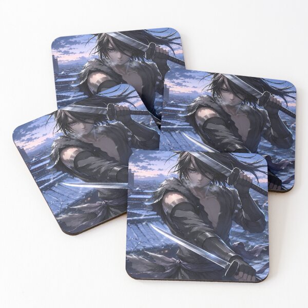 Item preview, Hyakkimaru Dororo Winter Guardian Above a Snow Covered Town designed and sold by SolenneAzur.