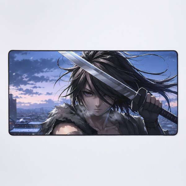 Item preview, Hyakkimaru Dororo Winter Guardian Above a Snow Covered Town designed and sold by SolenneAzur.
