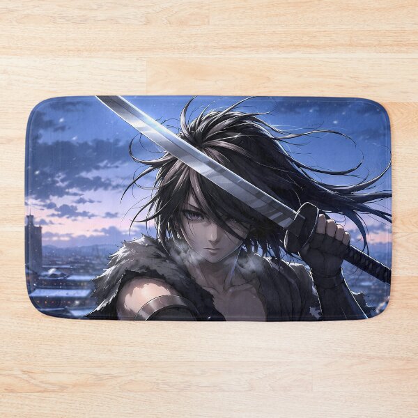 Item preview, Hyakkimaru Dororo Winter Guardian Above a Snow Covered Town designed and sold by SolenneAzur.