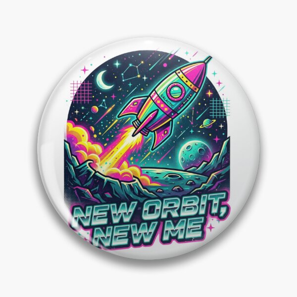 Item preview, New Orbit New Me - Retro Neon Space Rocket Art designed and sold by Sanan Israyilli.