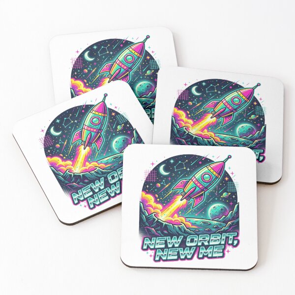 Item preview, New Orbit New Me - Retro Neon Space Rocket Art designed and sold by Sanan Israyilli.