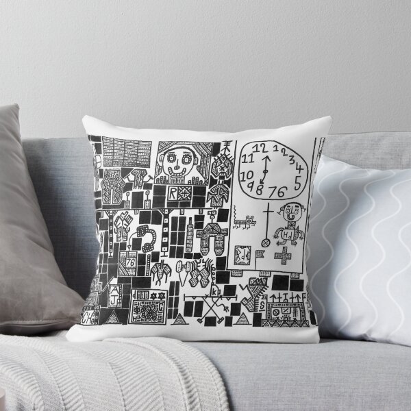 Item preview, Primitive Ink Pattern Clock and Female Face Collage designed and sold by Nathanael's Art.